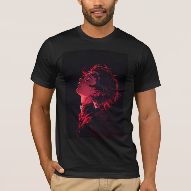 T-Shirt Silhouette Anime Crimson Néon (Devant)