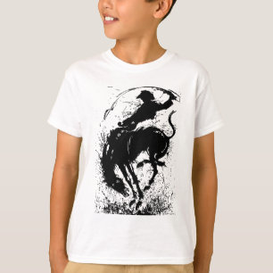 T-shirt Silhouette artistique dynamique de rodéo cow-boy