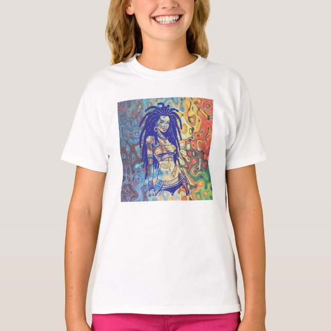 T-shirt Silhouette audacieuse d'une femme avec des cadenas (Devant)