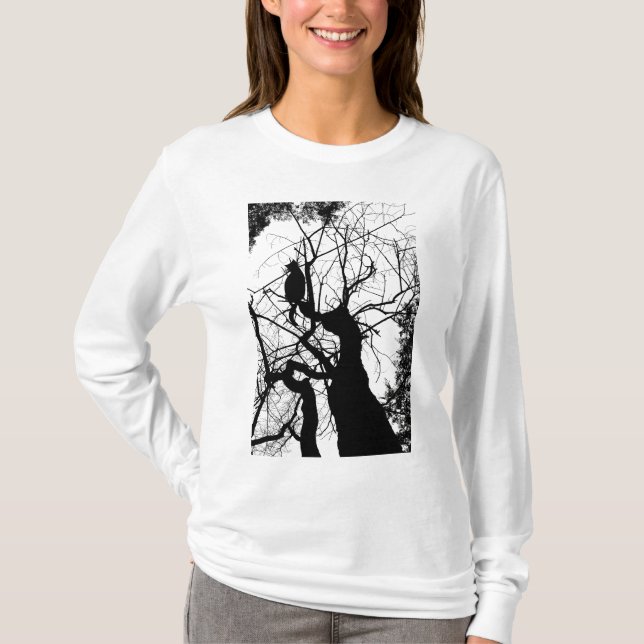T-SHIRT SILHOUETTE B&W D'ARBRE DE KITTY (Devant)