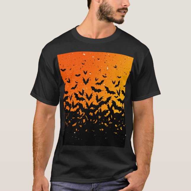 T-shirt Silhouette Bats Vampire Dracula Halloween Motif (Devant)