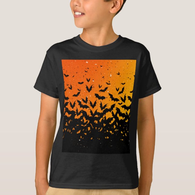 T-shirt Silhouette Bats Vampire Dracula Halloween Motif (Devant)