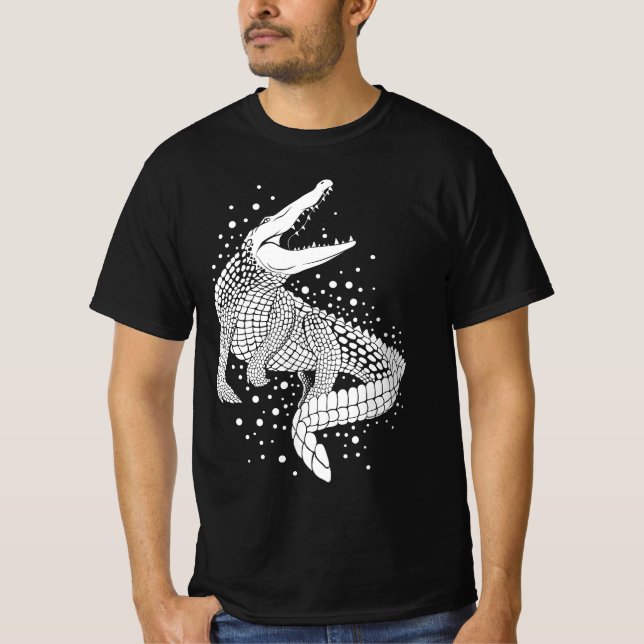 T-shirt Silhouette blanche d'animal - Crocodile (Devant)