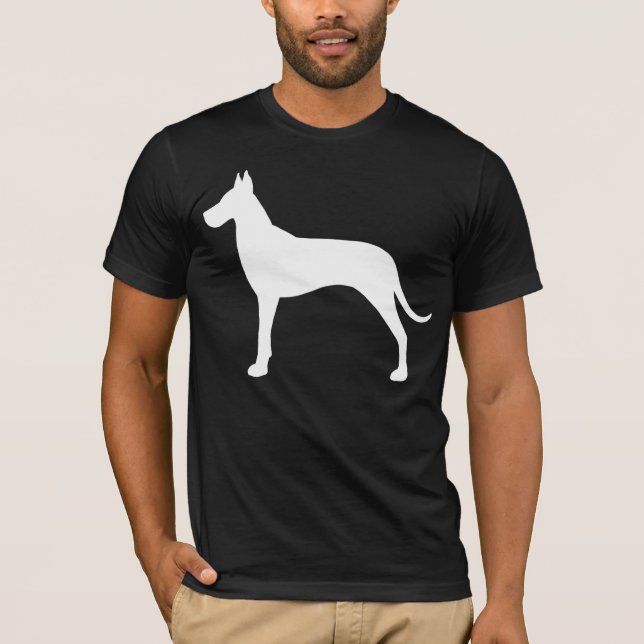 T-shirt Silhouette blanche de chien de great dane (Devant)