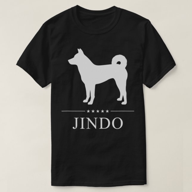 T-shirt Silhouette blanche de chien Jindo (Design devant)