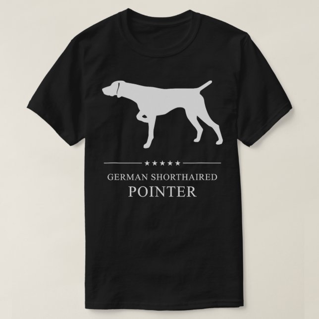 T-shirt Silhouette blanche de chien pointeur germanique (Design devant)