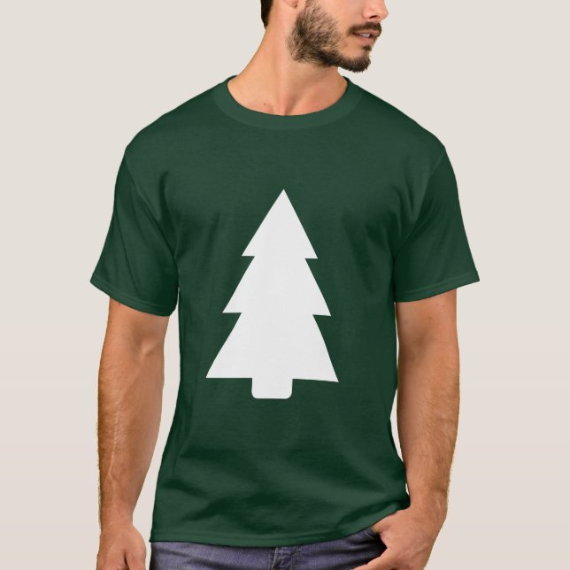 T-shirt Silhouette blanche de l'arbre de Noël (Devant)
