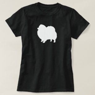 T-shirt Silhouette blanche de Pomeranian