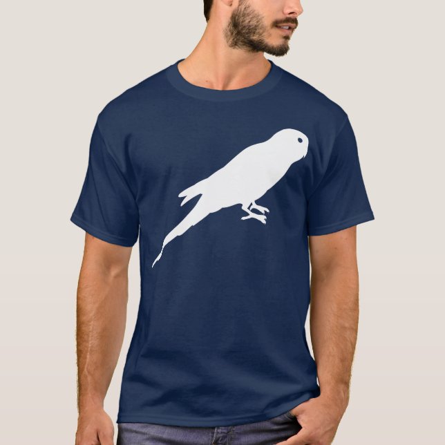 T-shirt Silhouette blanche d'oiseau de perruche (Devant)