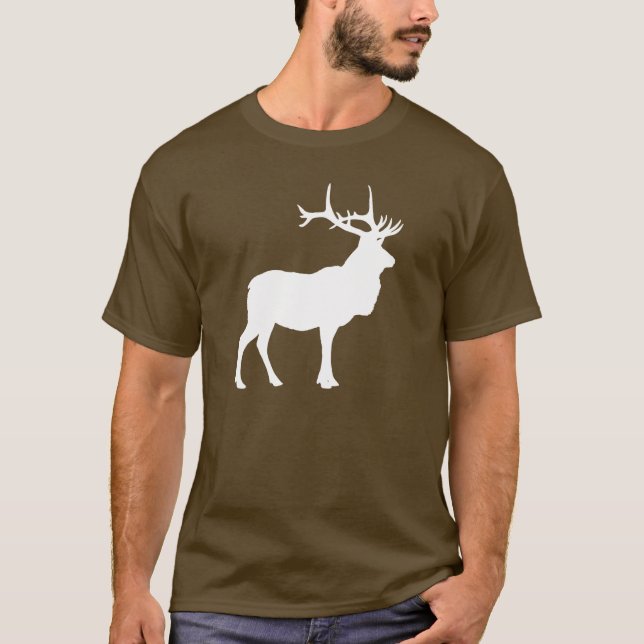 T-shirt Silhouette blanche Elk sur foncé (Devant)