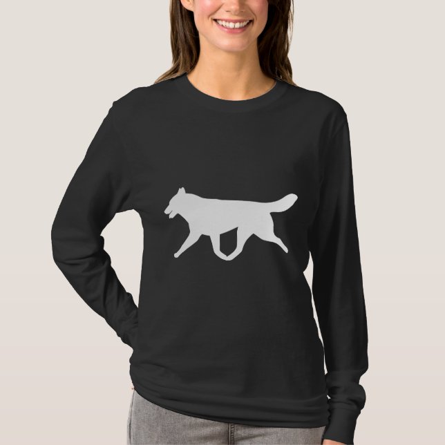 T-shirt Silhouette blanche sibérienne Husky (Devant)