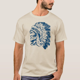 T-shirt Silhouette bleue en chef de Natif américain