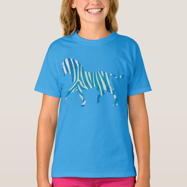 T-shirt Silhouette bleue et blanche Zebra (Devant)