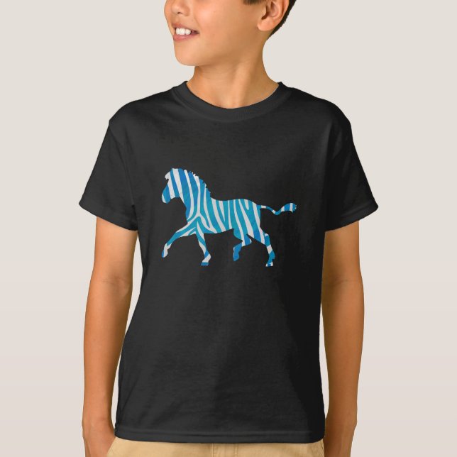 T-shirt Silhouette bleue et blanche Zebra (Devant)