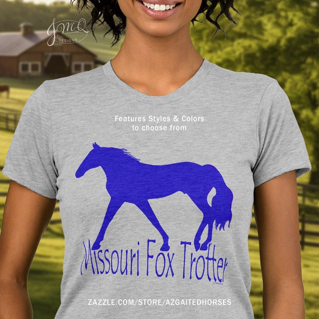 T-shirt Silhouette bleue Trotter Fox Missouri (Blue Missouri Fox Trotter horse silhouette t-shirt 🐎)