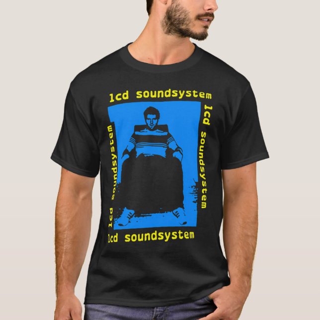 T-shirt Silhouette bleue Typographie jaune (Devant)