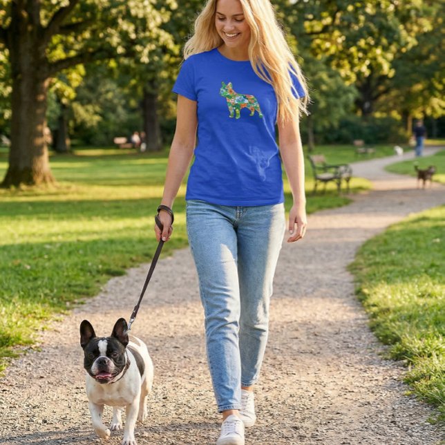 T-shirt Silhouette botanique de Bouledogue français  (French Bulldog T-Shirt)