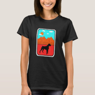 T-shirt Silhouette Boxe Soleil Et Chien De Montagne