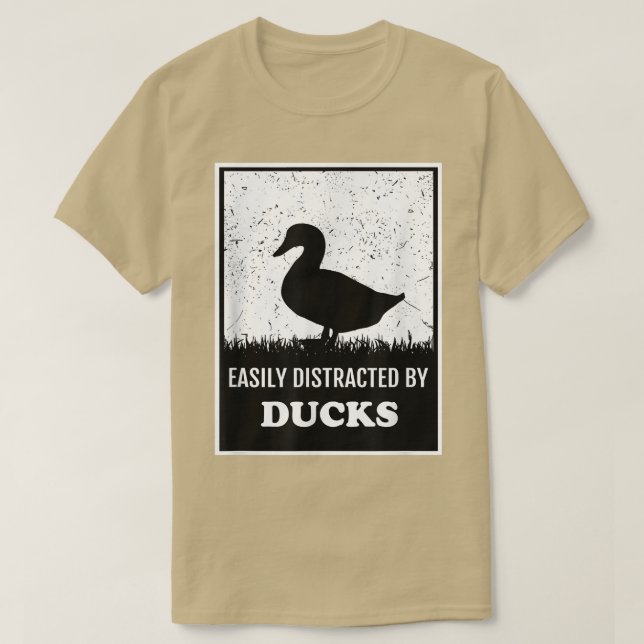 T-shirt Silhouette Canard Amoureux Facilement Distrait Par (Design devant)