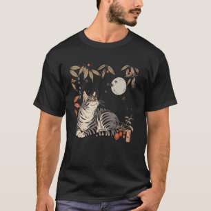 T-shirt Silhouette Chat Chaton D'automne Amateur D'art Jap