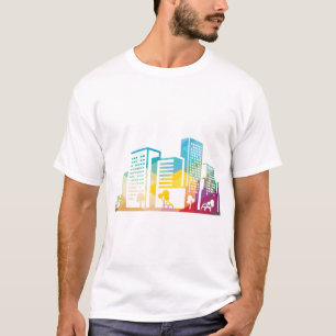 T-shirt silhouette cityscape bâtiment icône couleur ville