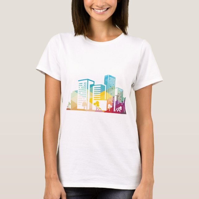 T-shirt silhouette cityscape bâtiment icône couleur ville (Devant)