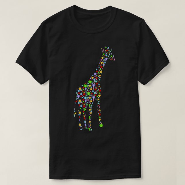 T-shirt Silhouette Coeurs de Giraffe (Design devant)