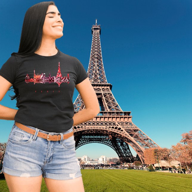 T-shirt Silhouette colorée de Paris (Paris, France, black t-shirt for women)