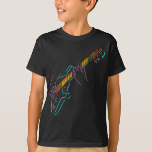 T-shirt Silhouette colorée d'une basse guitare. Rock.
