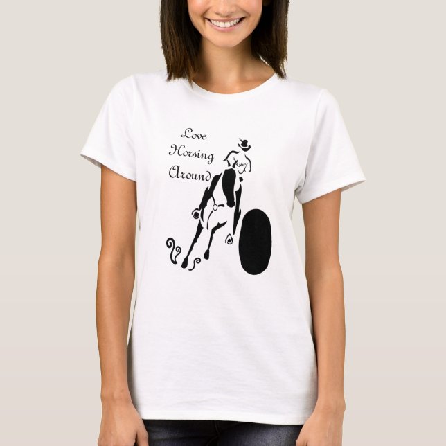 T-shirt Silhouette Cowgirl Barrel Racing (Devant)