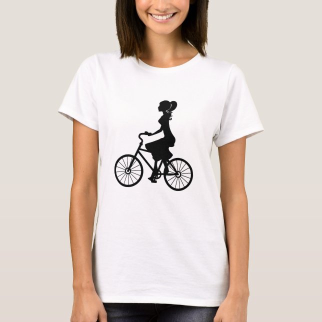 T-shirt Silhouette cycliste pour fille rétro (Devant)