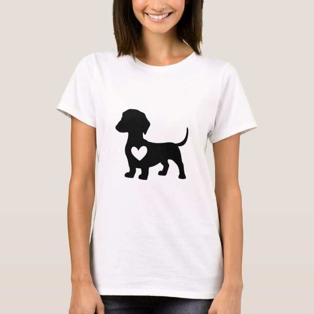 T-shirt Silhouette Dachshund avec coeur (Devant)