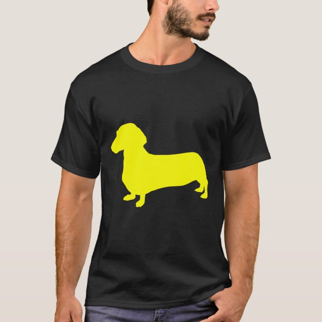 T-shirt Silhouette Dachshund Jaune (Devant)
