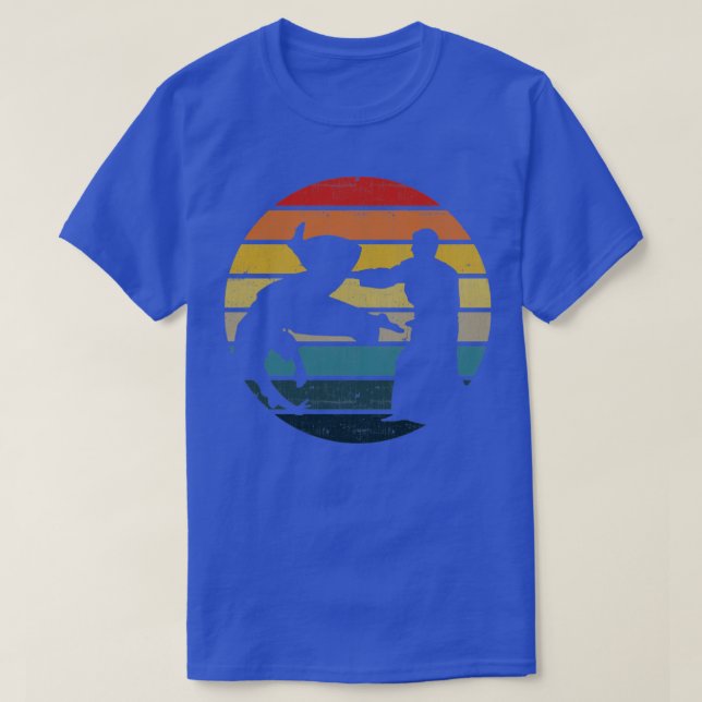 T-shirt Silhouette D'Aikido Sur Un Gras De Coucher De Sole (Design devant)