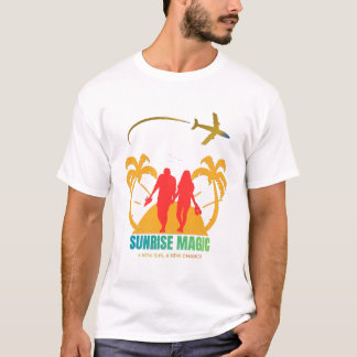 T-shirt Silhouette d'amour au lever du soleil – Couple rom