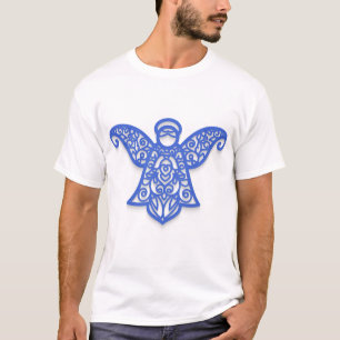T-shirt Silhouette d'ange en filigrane bleu dentelle ornem