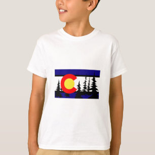T-shirt Silhouette d'arbre de drapeau du Colorado