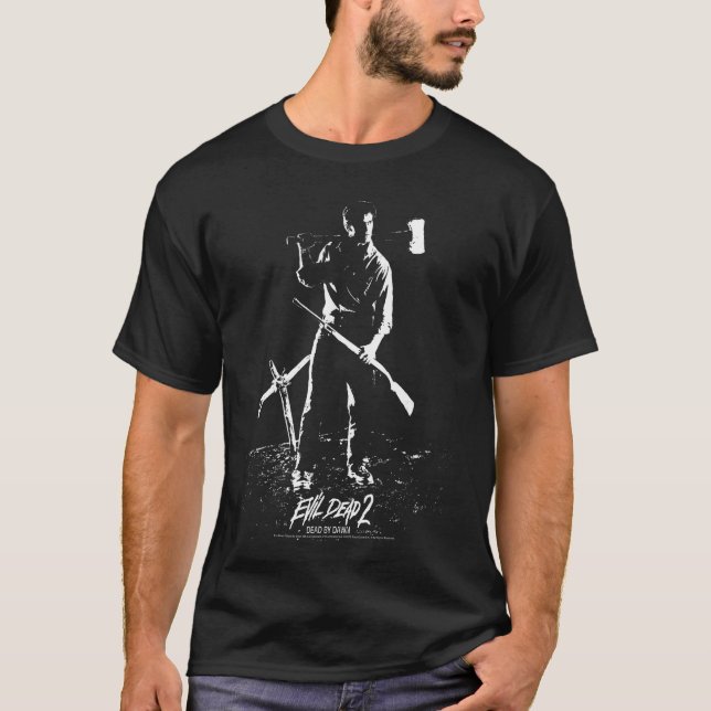 T-shirt Silhouette d'Ash d'Evil Dead 2 avec des armes Horr (Devant)