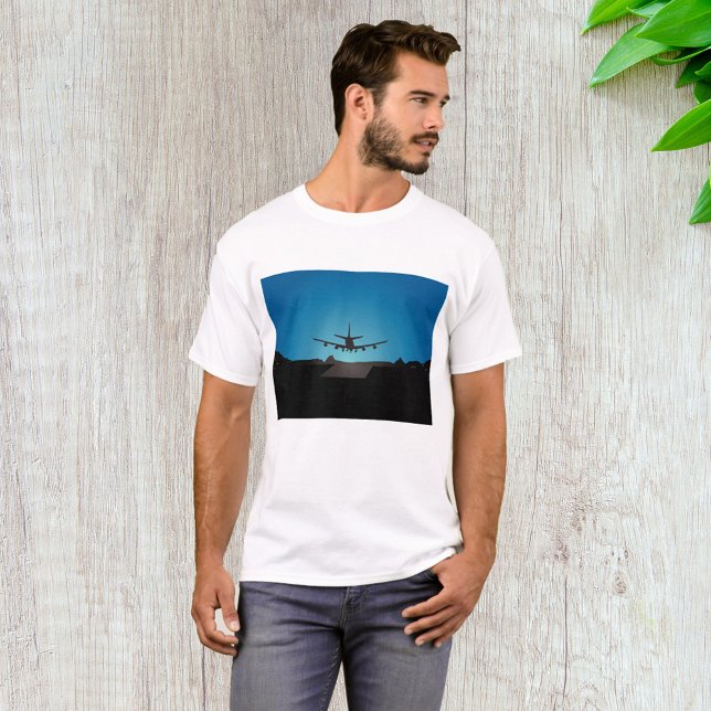 T-shirt Silhouette d'atterrissage d'avion à la nuit (Créateur téléchargé)