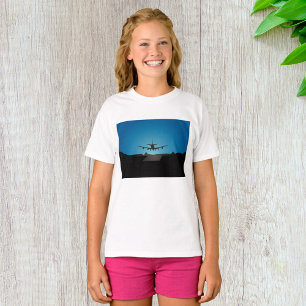 T-shirt Silhouette d'atterrissage d'avion à la nuit