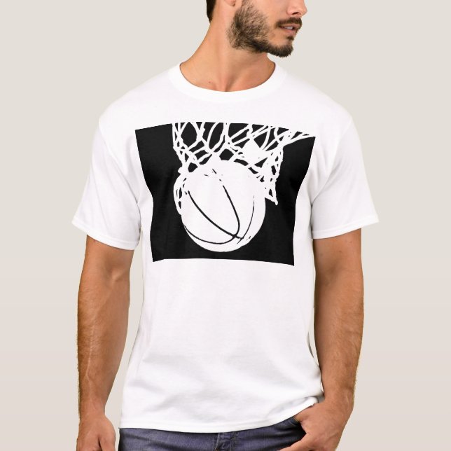 T-shirt Silhouette de basketball noir et blanc (Devant)