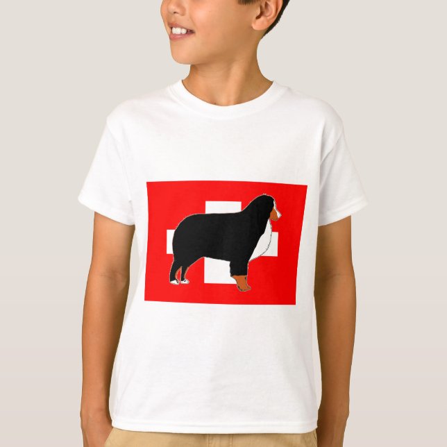 T-shirt silhouette de bernois sur drapeau rouille (Devant)