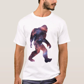T-shirt Silhouette de Bigfoot avec intérieur de galaxie