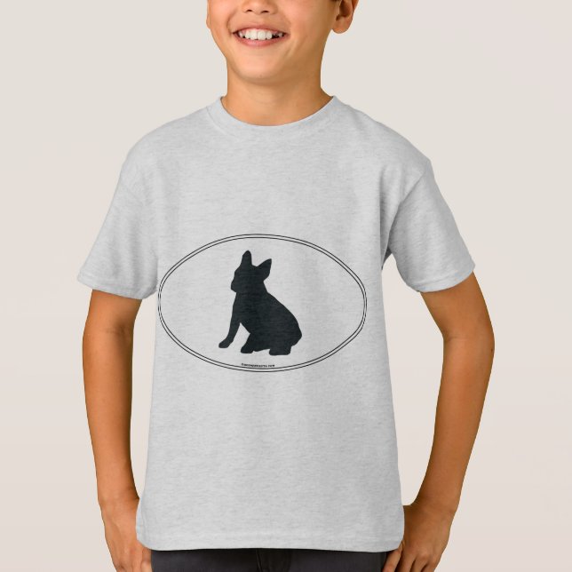 T-shirt Silhouette de bouledogue français (Devant)