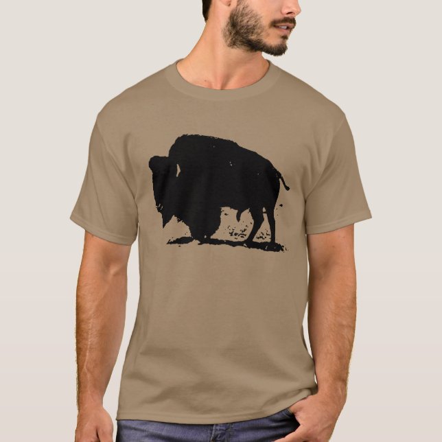 T-shirt Silhouette de buffle noir et blanc (Devant)