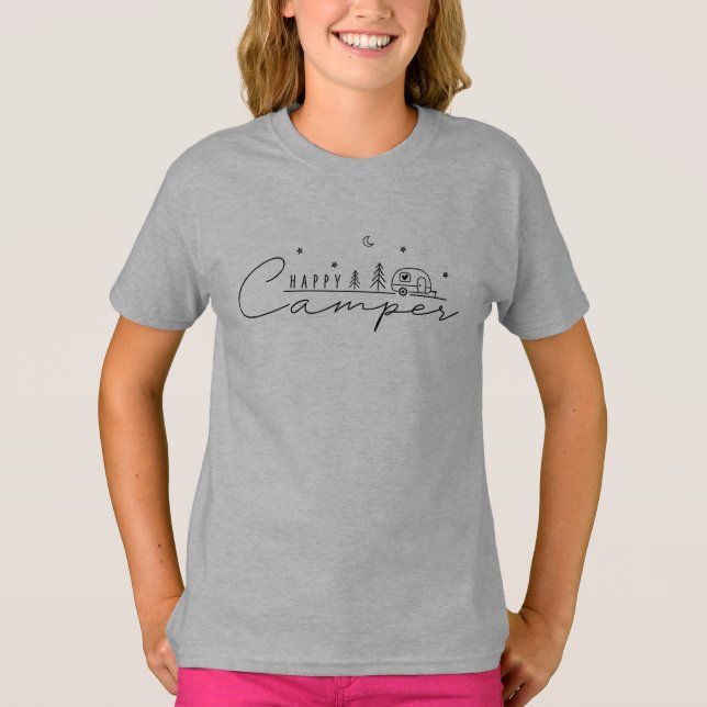 T-shirt Silhouette de campeur heureux (Devant)