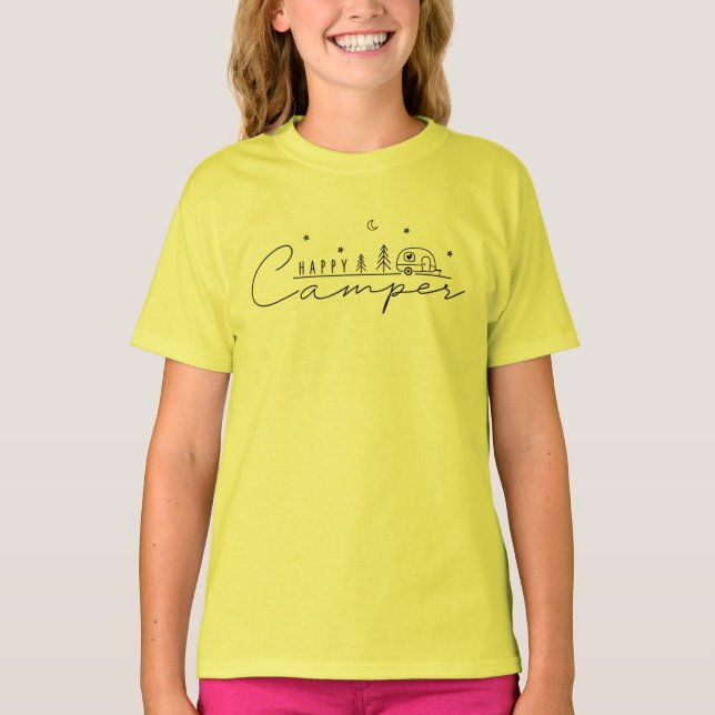 T-shirt Silhouette de campeur heureux (Devant)