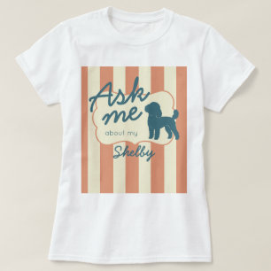 T-shirt Silhouette de Caniche Nom Personnalisé Rayures Ter