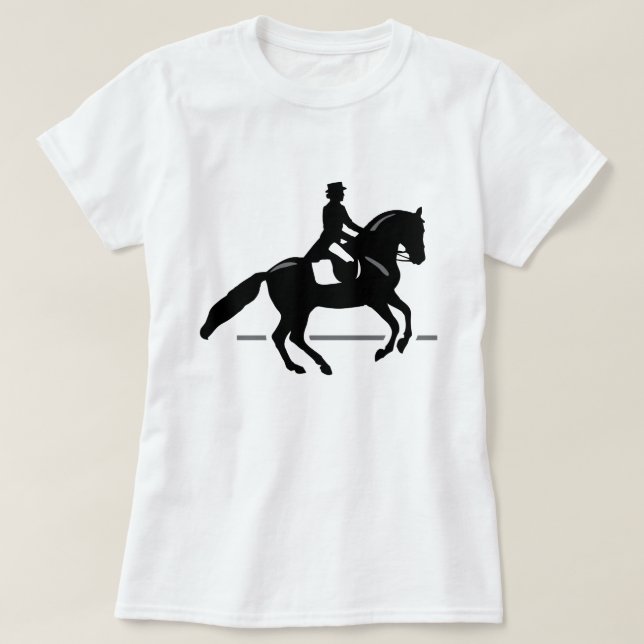 T-shirt Silhouette de cavalier de dressage de cheval (Design devant)