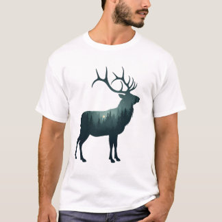 T-shirt Silhouette de cerf forêt design naturel